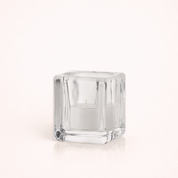 InnaGLAS Bougeoir Cube Levi En Verre Transparent 14x14x14 Cm - Photophore Carré Élégant Et Polyvalent Pour Bougies Et Décoration