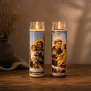 Bougies en verre avec effigies • 140h Ø55/200 mm (x12) - Les Bougies de France