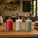 Bougies cylindriques teintées masse rustique - 60h Ø68/130 mm (x4) - Les Bougies de France