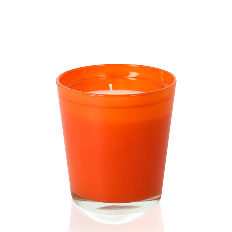 Bougies orange parfum musc & santal - 50h Ø100/110 mm (x12)